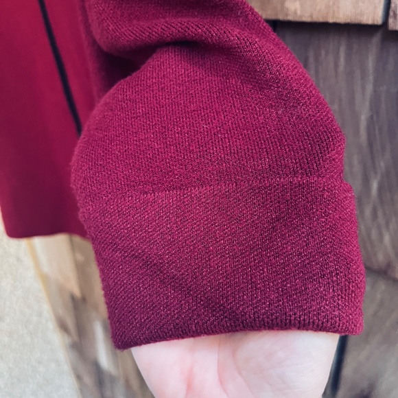 Cynthia Rowley Knit Sweater Red Maroon 3/4 Sleeve  Turn-ups Trim Top Size M - Picture 4 of 13